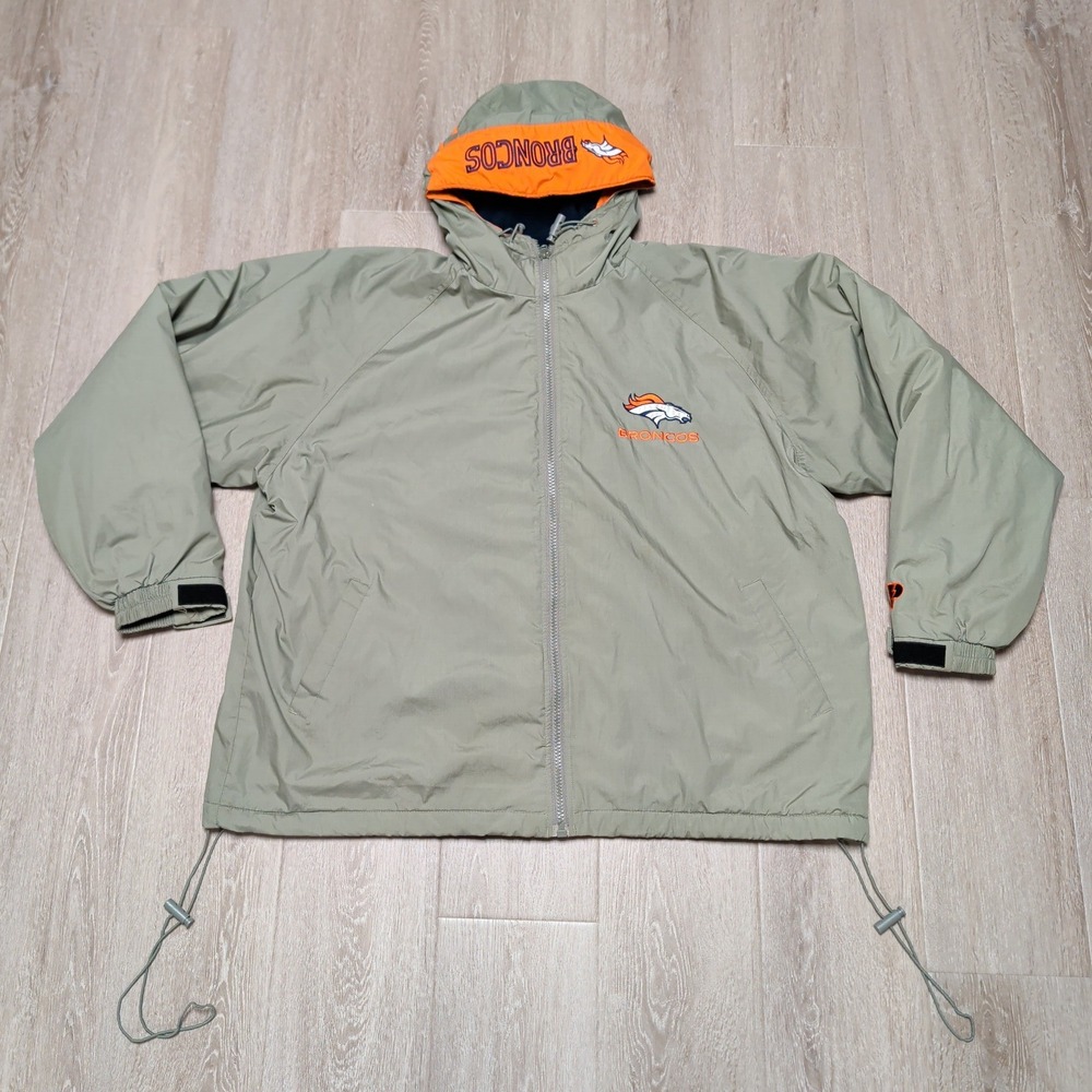 Vintage 90s‎ Pro Player Denver Broncos Jacket Mens XXL Gray Fleece NFL Flaws
